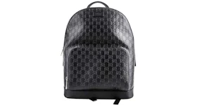 Gucci Signature Backpack GG Monogram Front Zipper Pocket/Embossed Black