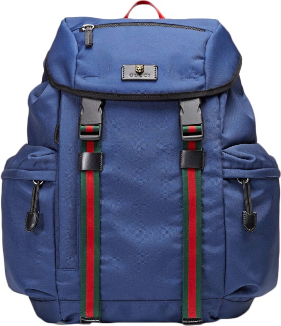 Gucci Soft Backpack GG Supreme Blue/Red Web Black/Grey for Men