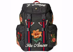 gucci backpack techno canvas embroidered flowers black