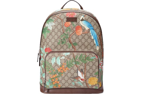 Gucci Tian GG Supreme Backpack Monogram GG Floral Pattern Beige Ebony Multicolor MX