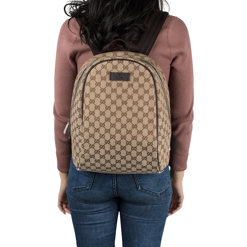 Gucci Top Zip Backpack Monogram GG Beige/Brown US