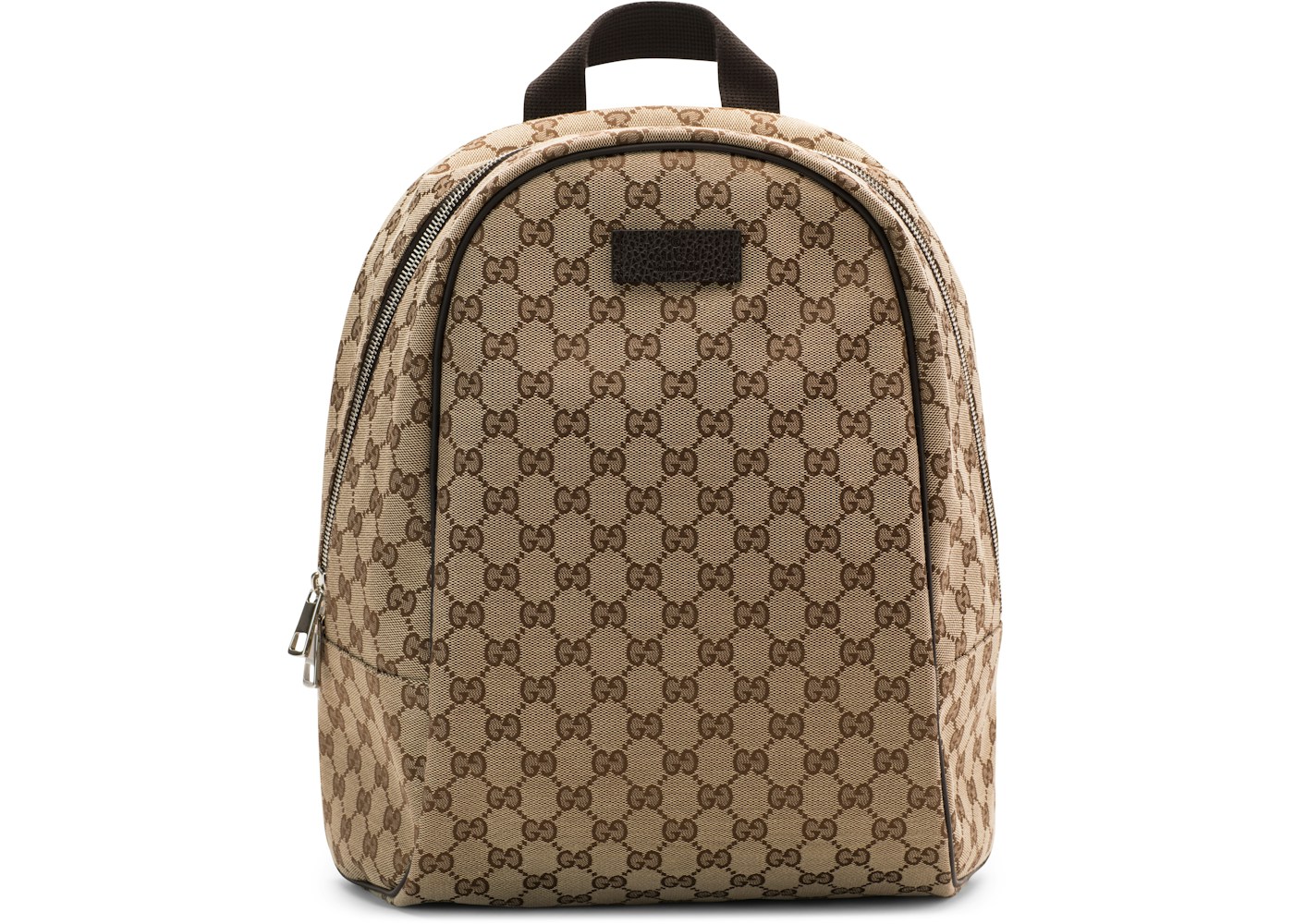 gucci top zip backpack monogram gg beige brown