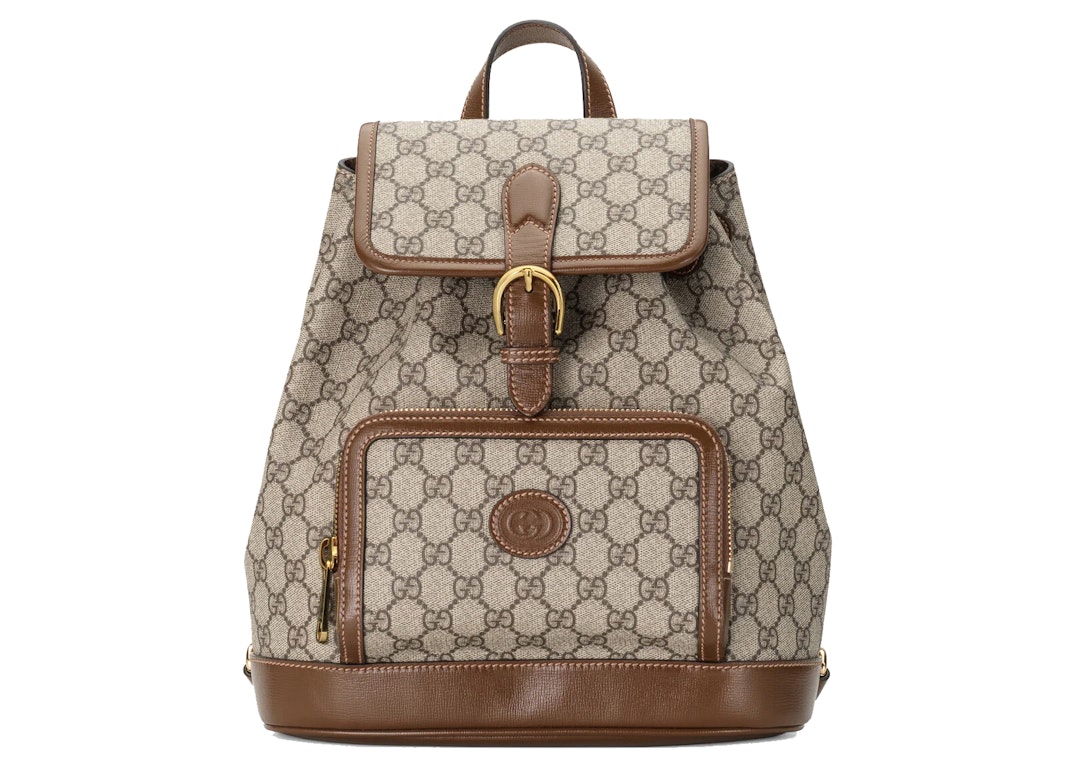 Pre-owned Gucci Backpack With Interlocking G Beige/ebony
