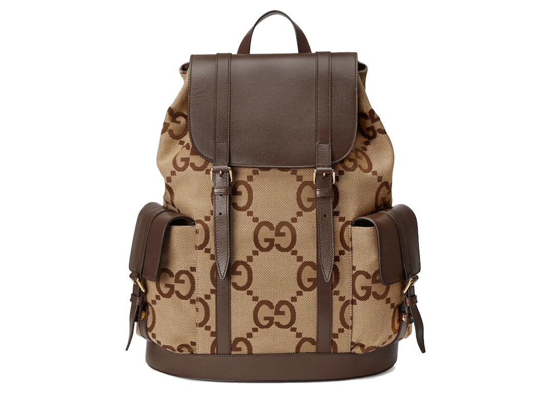 Pre-owned Gucci Backpack With Jumbo Gg Camel/ebony