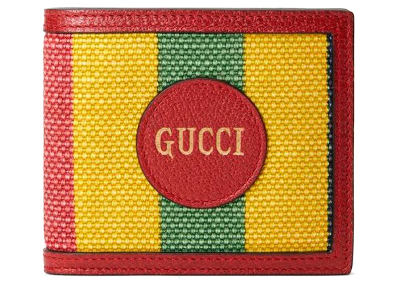 Portefeuille à deux volets en toile rayée Gucci Baiadera rouge