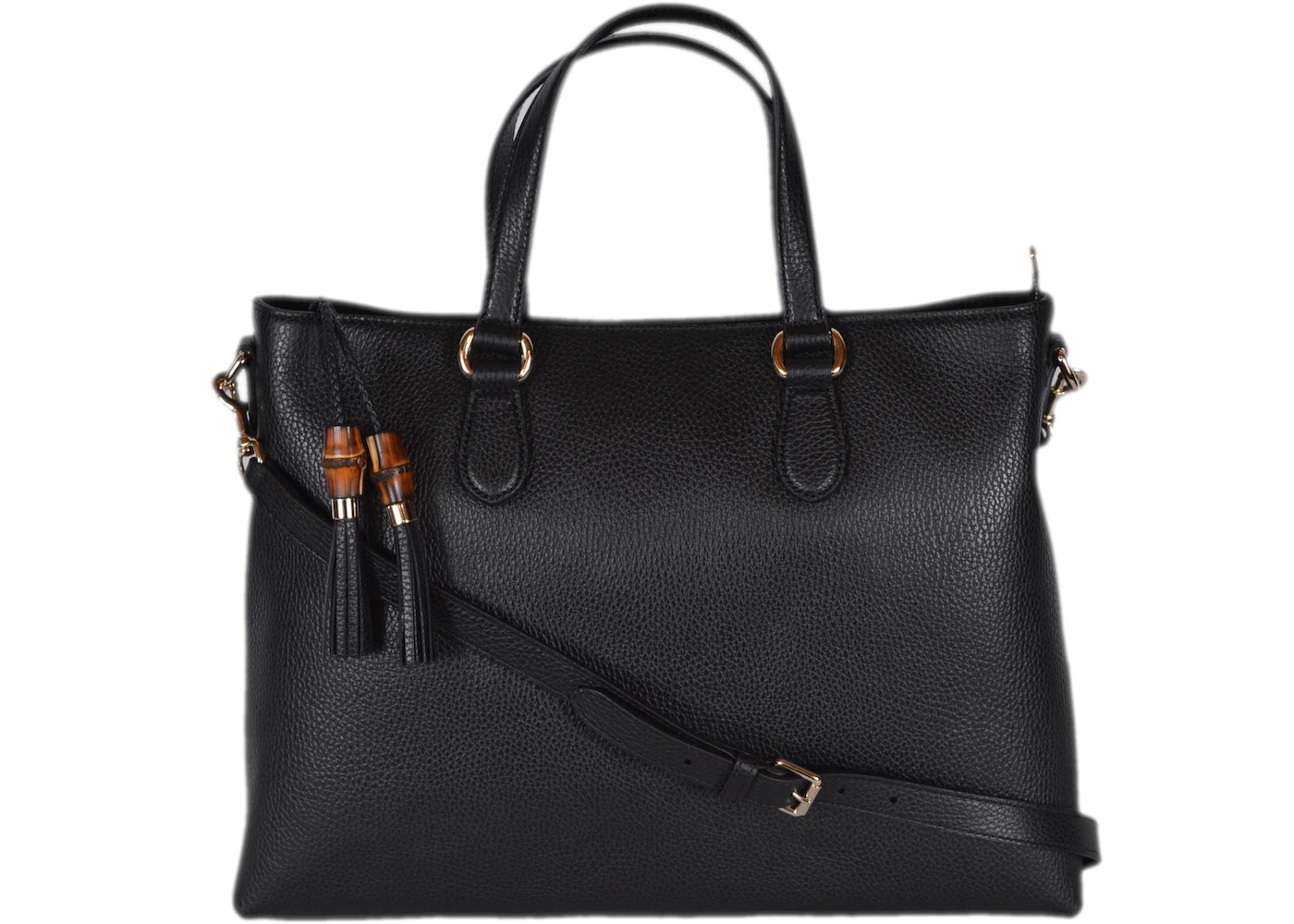 Mechanica Attent Onderverdelen Gucci Bamboo Tassel Tote Large Black in Pebbled Calfskin with Silver-tone -  US