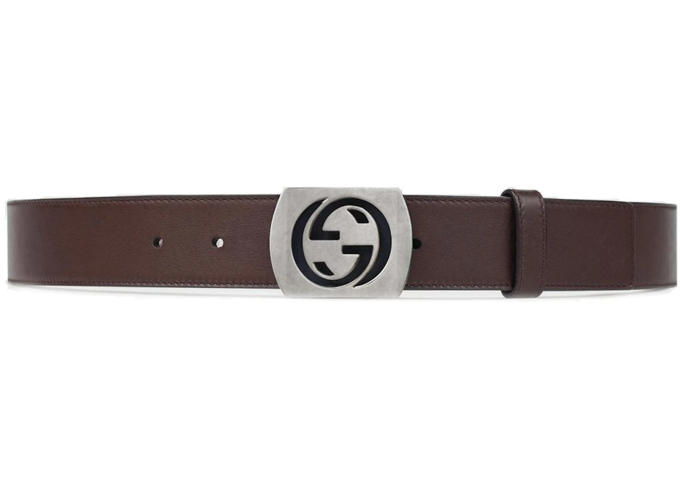 Gucci Belt 1.25 Width Dark Brown in Leather with Silver-tone - US