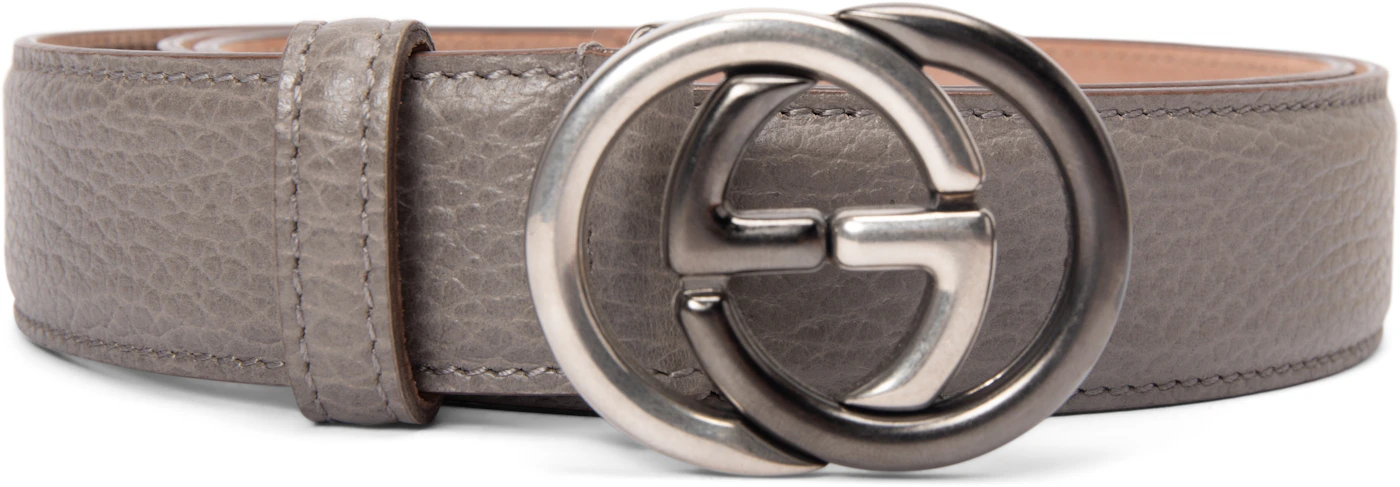 Gucci Belt  Width Grey in Leather with Silver/Cobalt-tone - US