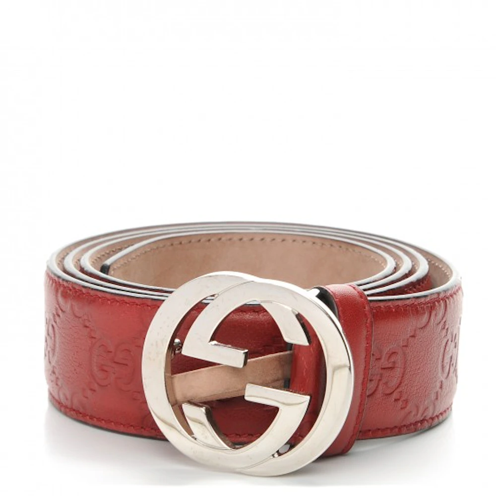 Gucci Interlocking G Belt Monogram Guccissima Red in Leather with  Silver-Tone - US