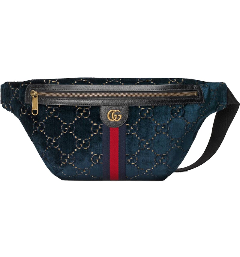 Velvet Gg Bags Gucci Belt Bag GG Velvet Blue In Velvet With Brass