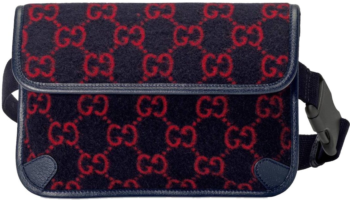 Mindre end øjenvipper strategi Gucci Belt Bag GG Wool Blue/Red in Wool with Antique Gold-tone