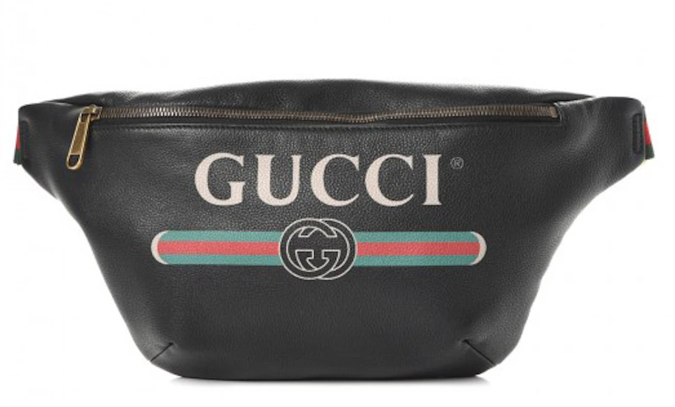 Gucci Print Belt Bag Vintage Logo Medium (37 - 47 Black in with Gold-tone
