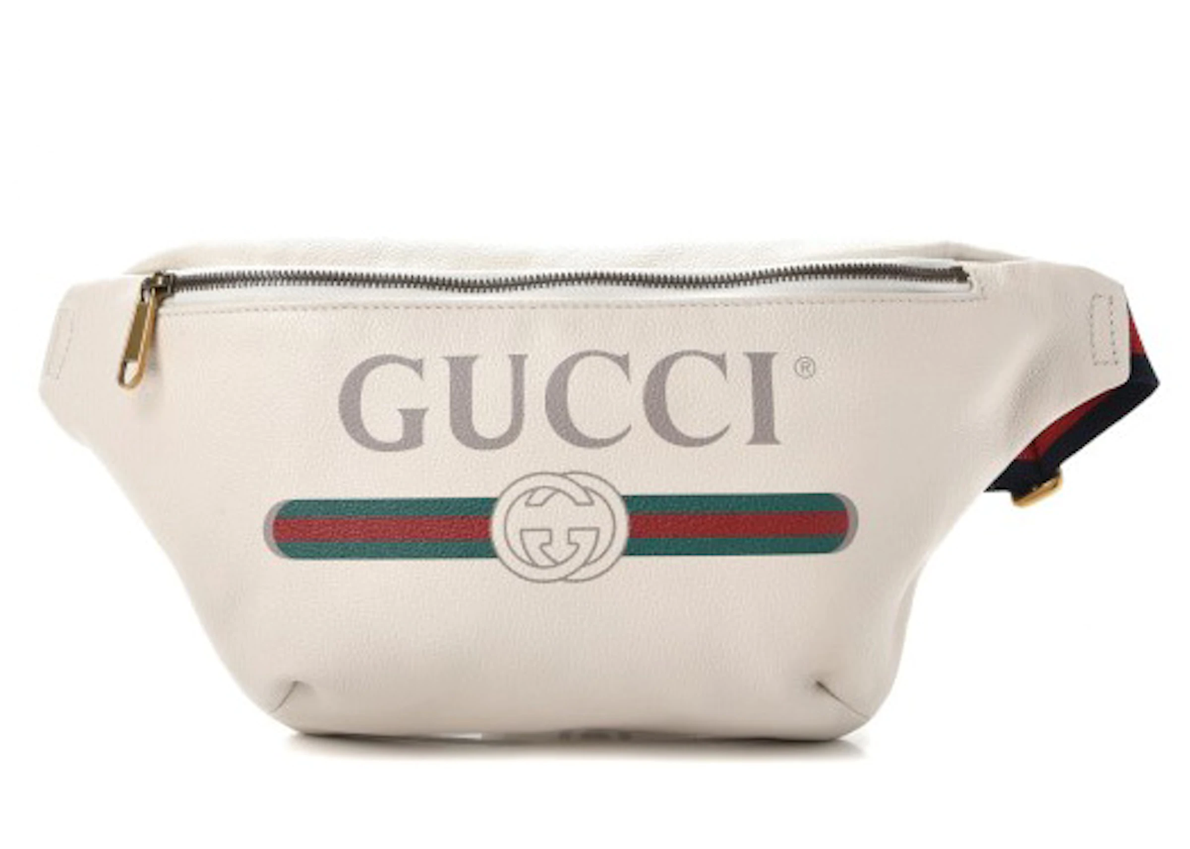 Gucci Belt Bag Gucci Print Grained White in Calfskin with Aged Gold-tone -  US