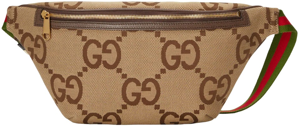Jumbo GG messenger bag in camel and ebony GG Canvas