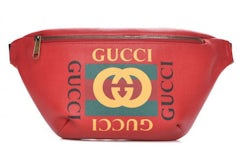 Gucci Print Belt Bag Vintage Logo Small Pink in Leather with Brass