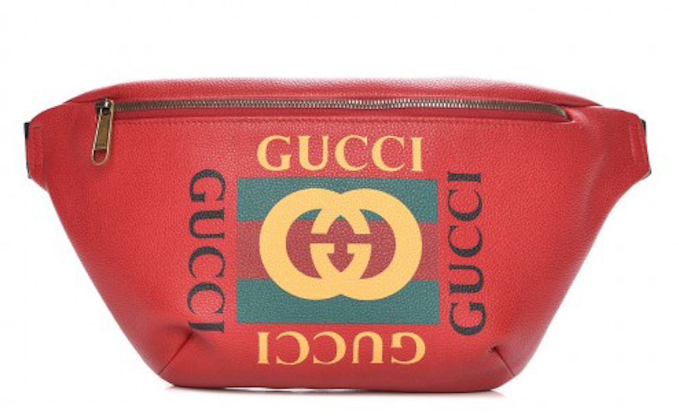 Billy strop Trække ud Gucci Logo Belt Bag Hibiscus Red in Grained Calfskin with Gold-tone