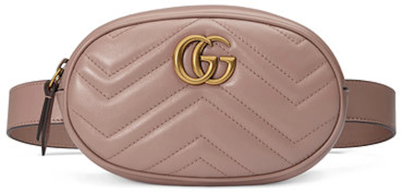 Gucci GG Marmont Belt Bag Matelasse Dusty Pink in Calfskin with