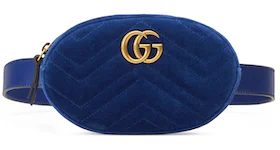 Gucci Marmont Belt Bag Matelasse Velvet Cobalt