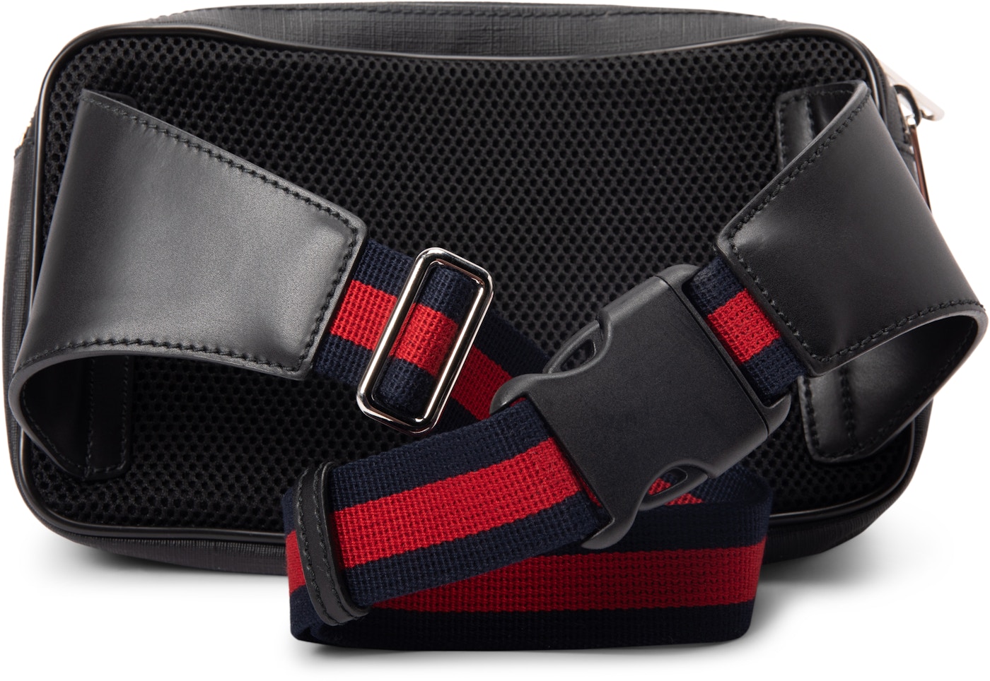 Gucci Belt Bag Soft GG Supreme Web Strap Black Red in Leather with