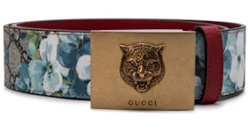 Gucci Blooms Tiger Plaque Belt Blue Multicolor