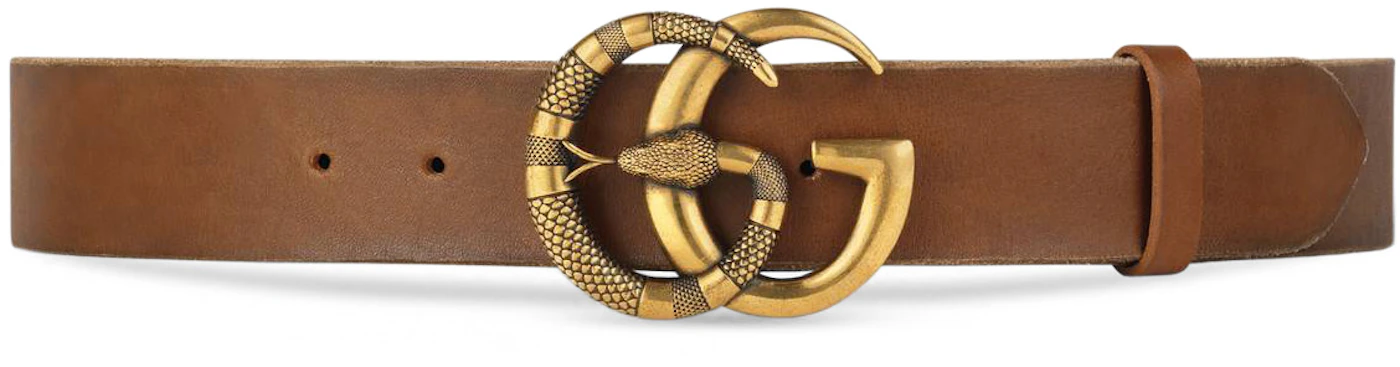 Gucci Belt Double G Buckle Snake in Leather with Brass -