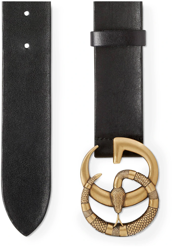Gucci Belt Double G Buckle with Snake Black in Leather with Brass - US