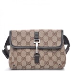 Gucci Black Monogram GG Belt Bag Fanny Pack Waist Pouch 105g5