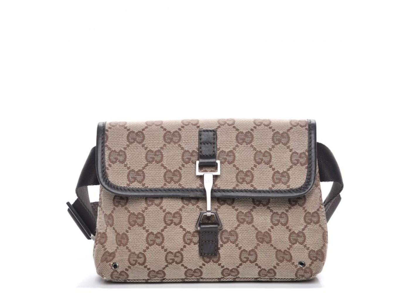 Gucci Flap Belt Monogram GG Brown in Canvas Leather/Nylon with Silver ...