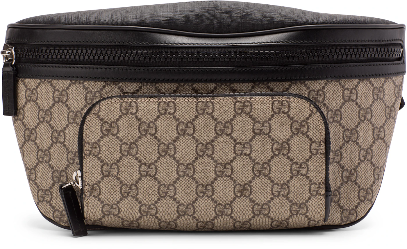 Gucci Front Pocket Belt Bag GG Supreme Black/Beige in Canvas with