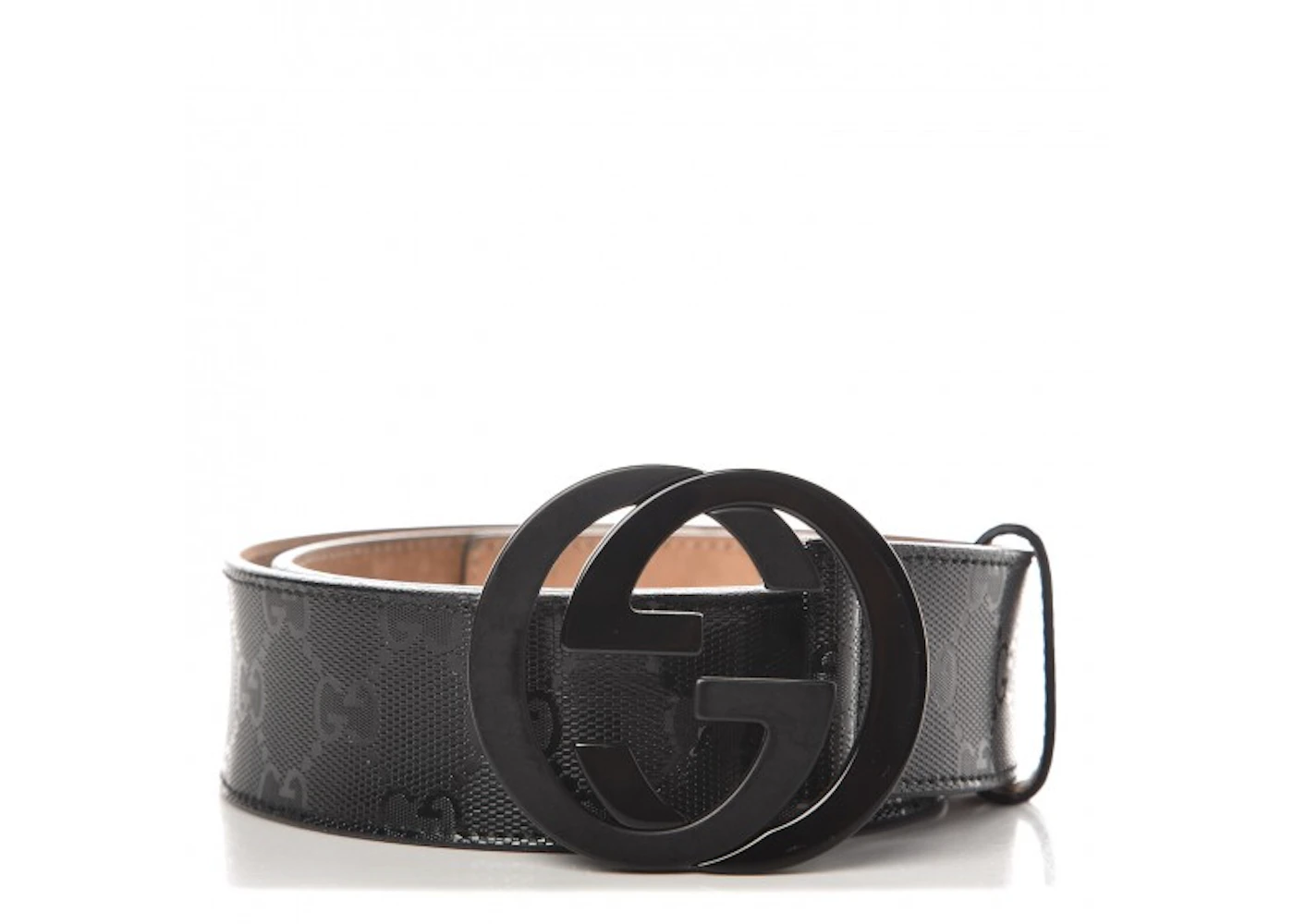Gucci Belt GG Imprime Interlocking G Black Buckle  W Black in Leather  with Black - US
