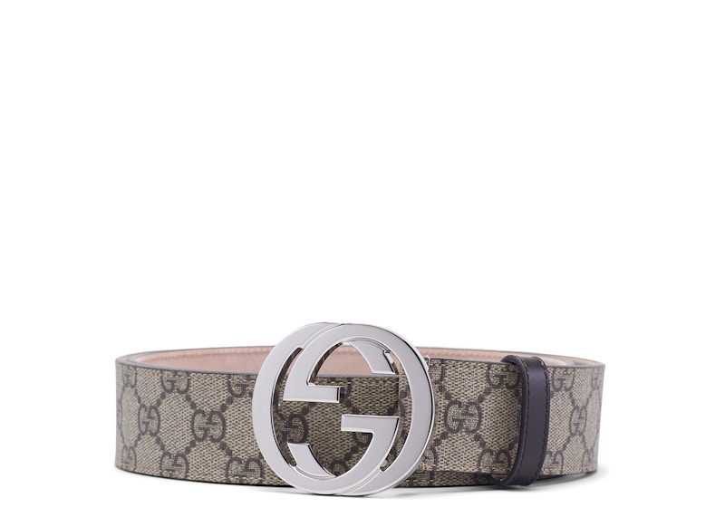 Gucci Belt GG Supreme Interlocking G Buckle 1.5W Beige Ebony