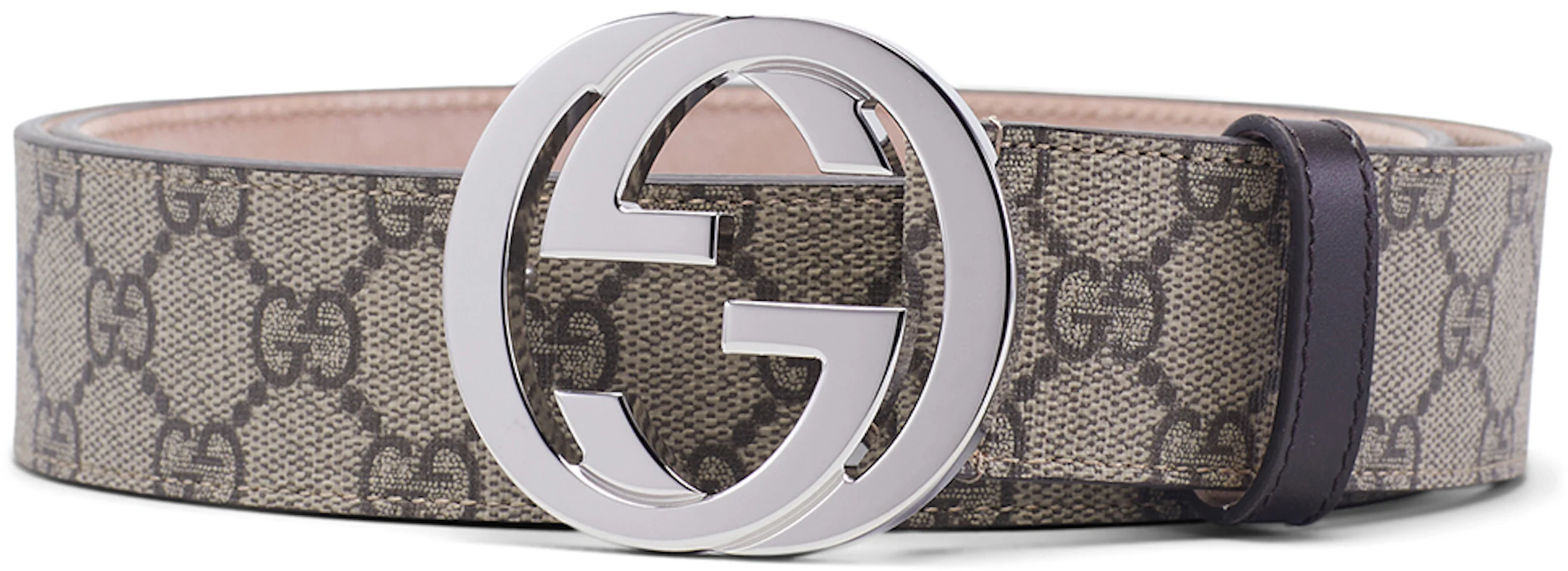 Gucci Belt GG Supreme Interlocking G Buckle 1.5W Beige Ebony/Cocoa in  Canvas with Palladium-tone - US