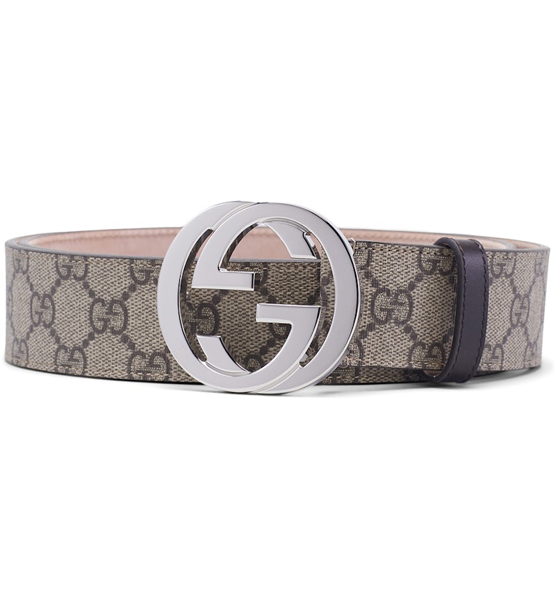 Gucci Belt GG Supreme Interlocking G Buckle Beige Ebony/Cocoa