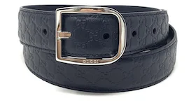 Gucci Belt Guccissima Leather 1.25 Width Navy