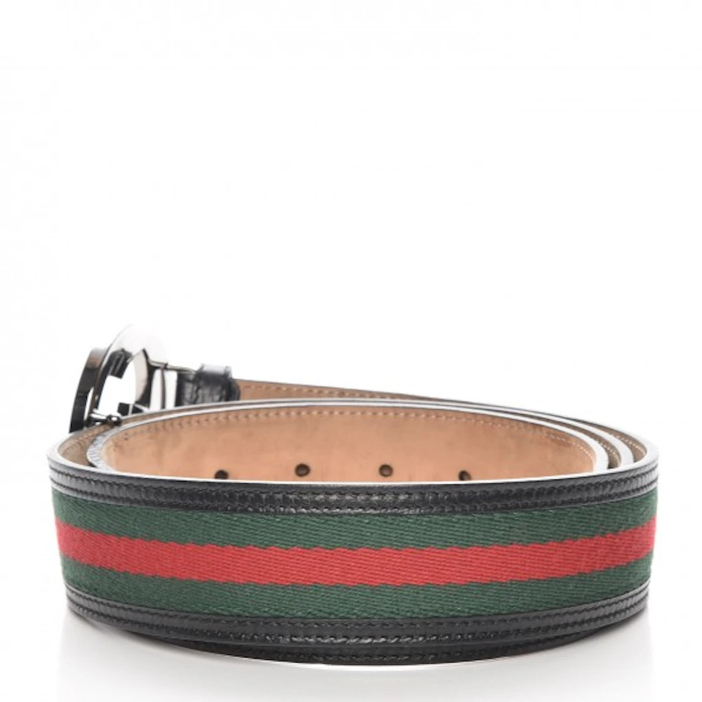 Gucci Interlocking G Belt Monogram Web Black/Green/Red in Calfskin ...
