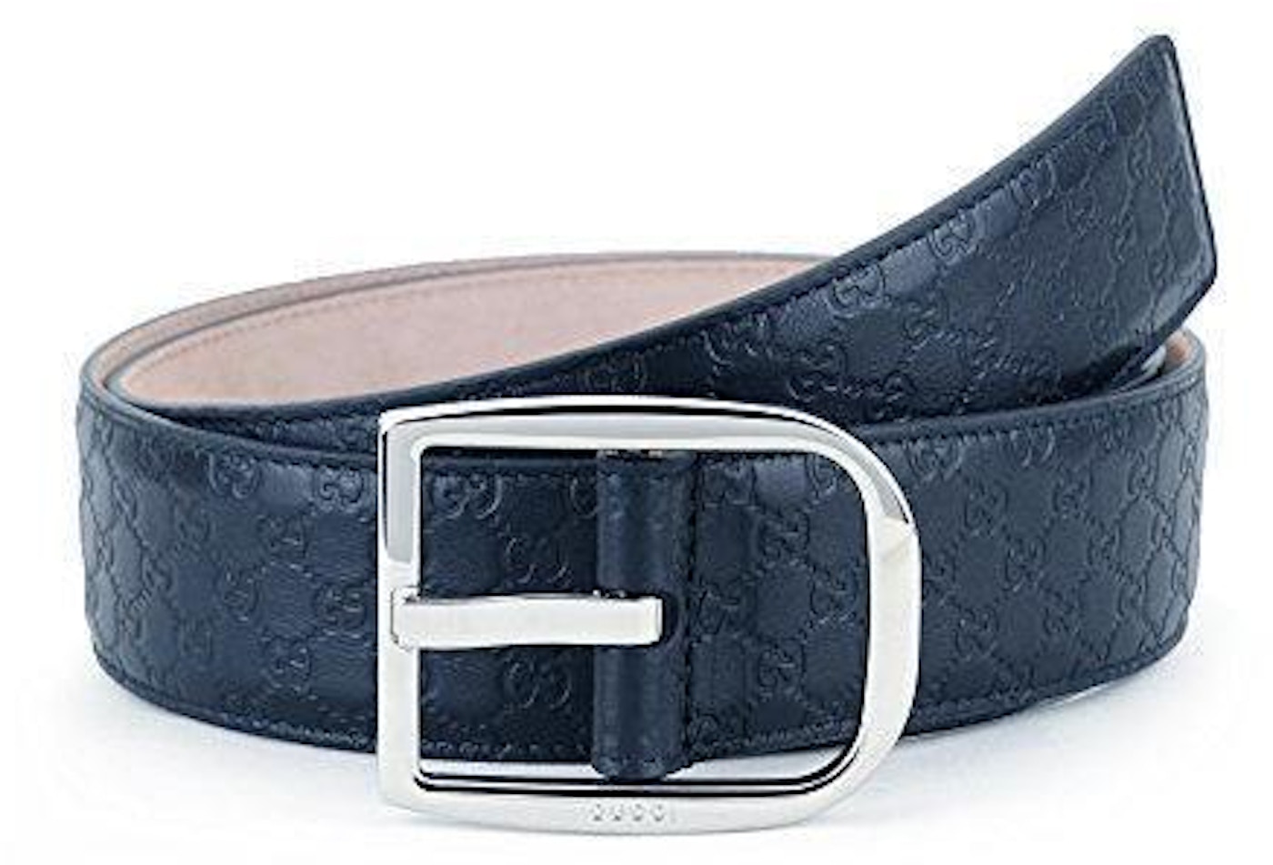 Gucci Belt 1.5 Width Navy in Leather Silver-tone