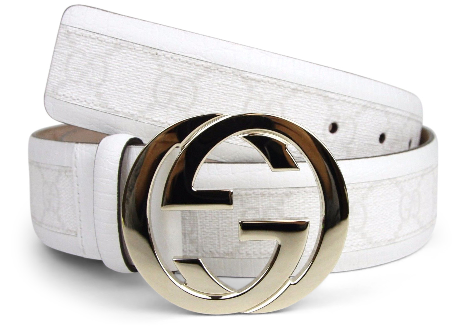 gold and white gucci belt