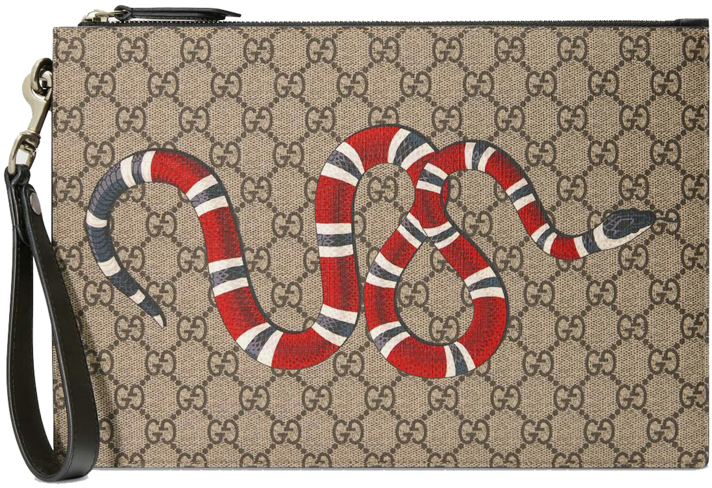 Gucci Bestiary Pouch with Beige/Ebony in Canvas with Silver-tone - US