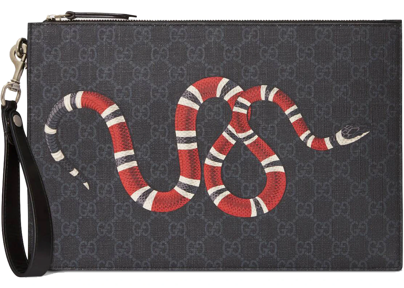 Gucci Pochette Bestiary con Kingsnake Nero in Canvas with Silver