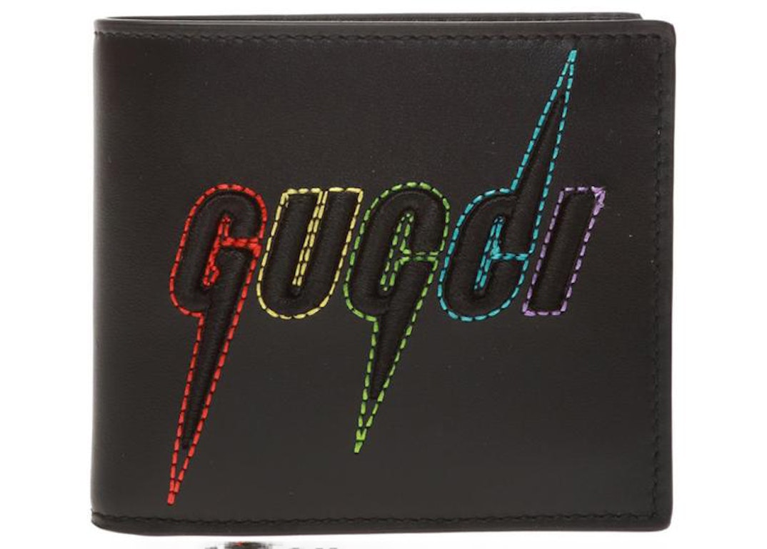 Pre-owned Gucci Bifold Wallet Blade Embroidery Black