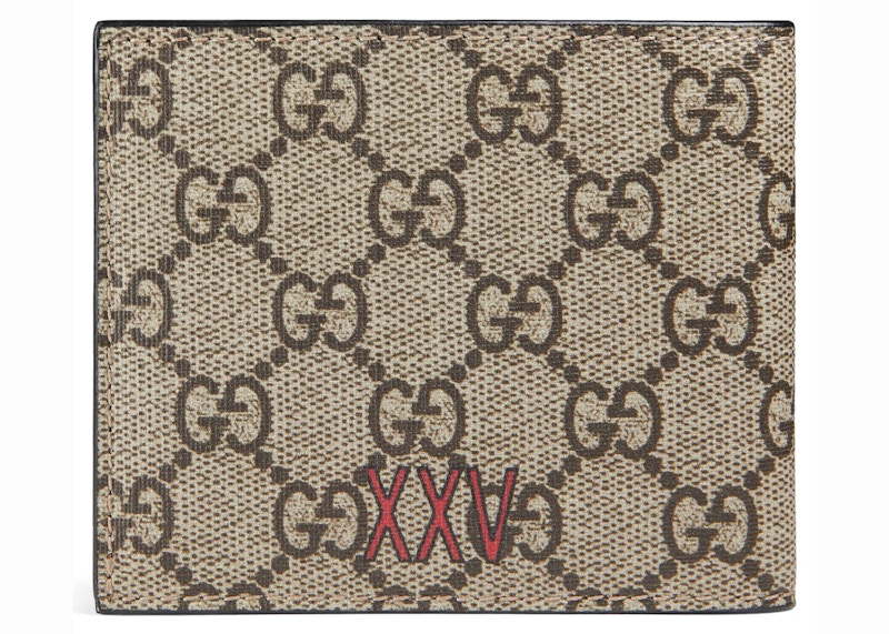 Gucci Bifold Wallet GG Supreme Wolf 8 Card Slots Beige in Coated