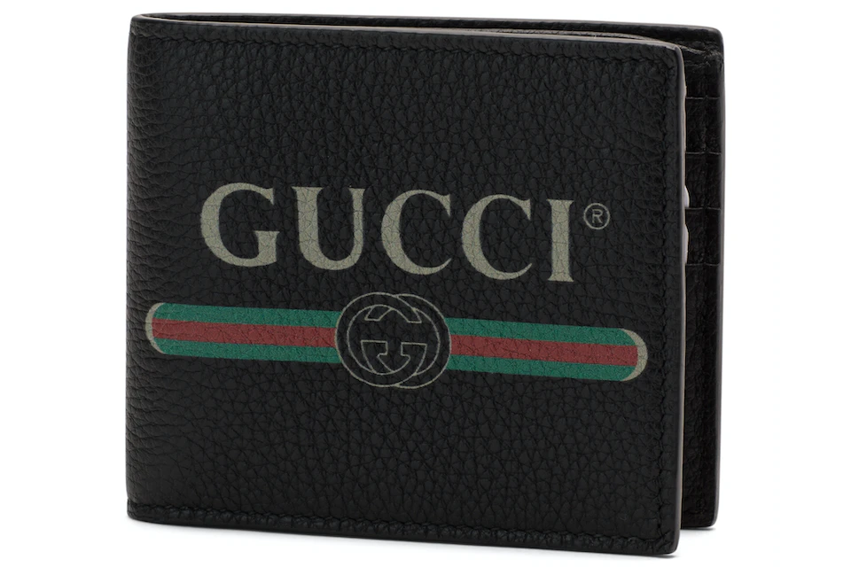 Gucci Print Bifold Wallet Leather (8 Card Slots) Black