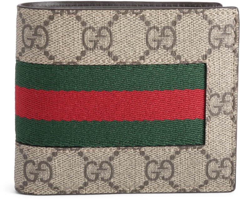 Gucci Bifold Wallet GG Web Brown Coated Canvas - US