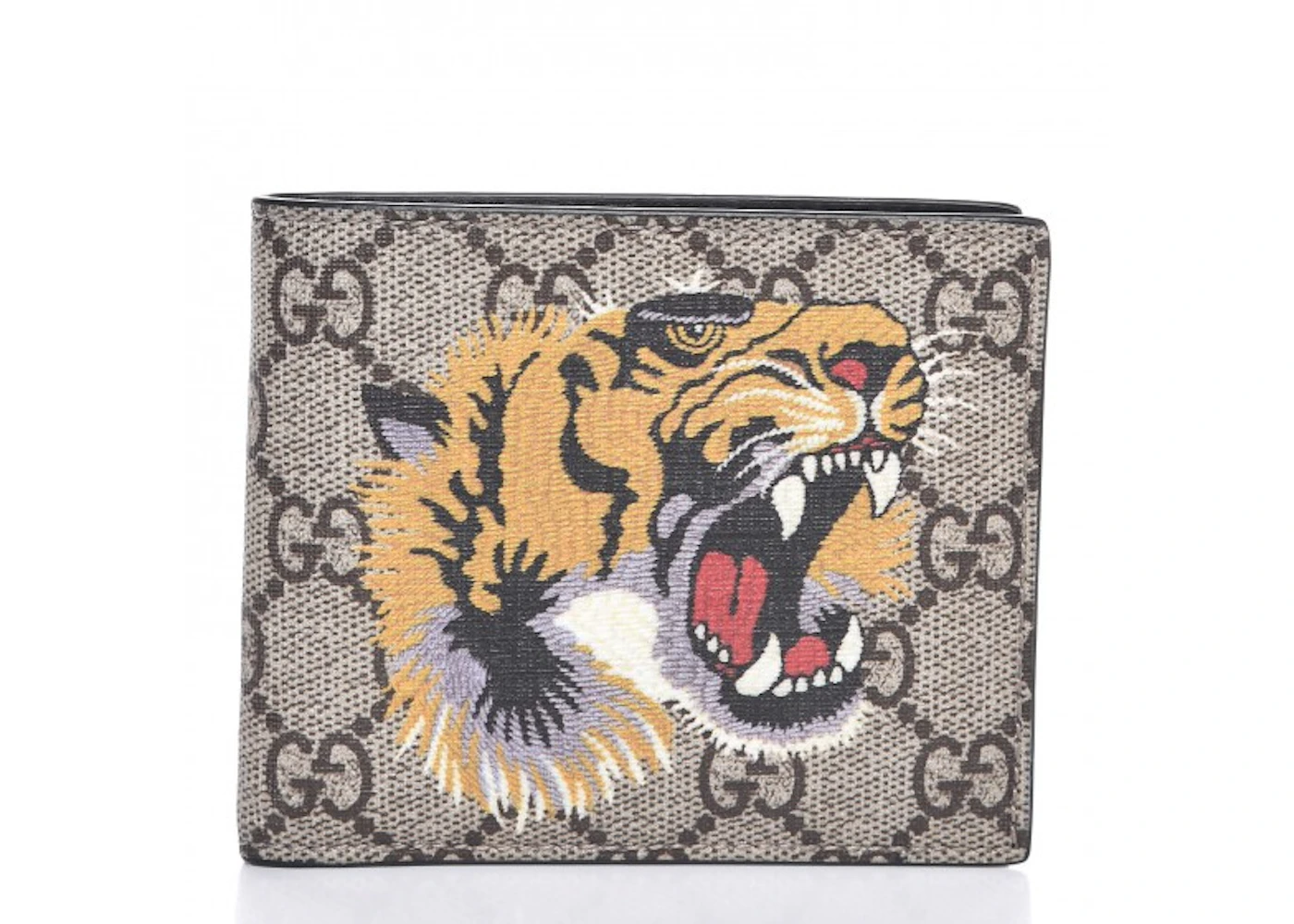 Gucci Bifold Wallet GG Supreme Tiger Beige
