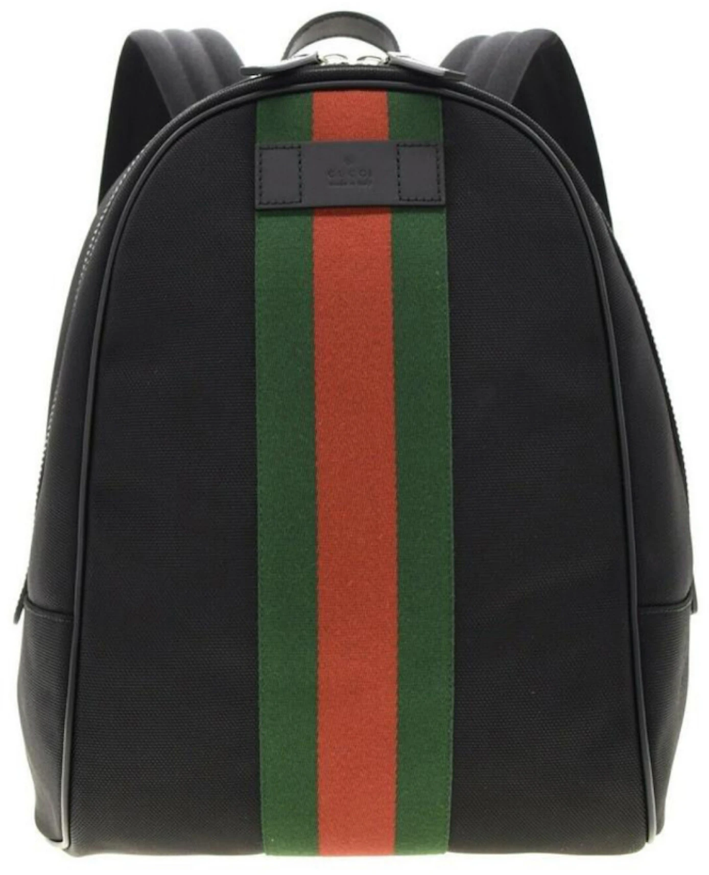 Gucci Black Web Stripe Canvas Backpack Black in Canvas with Silver-tone - US