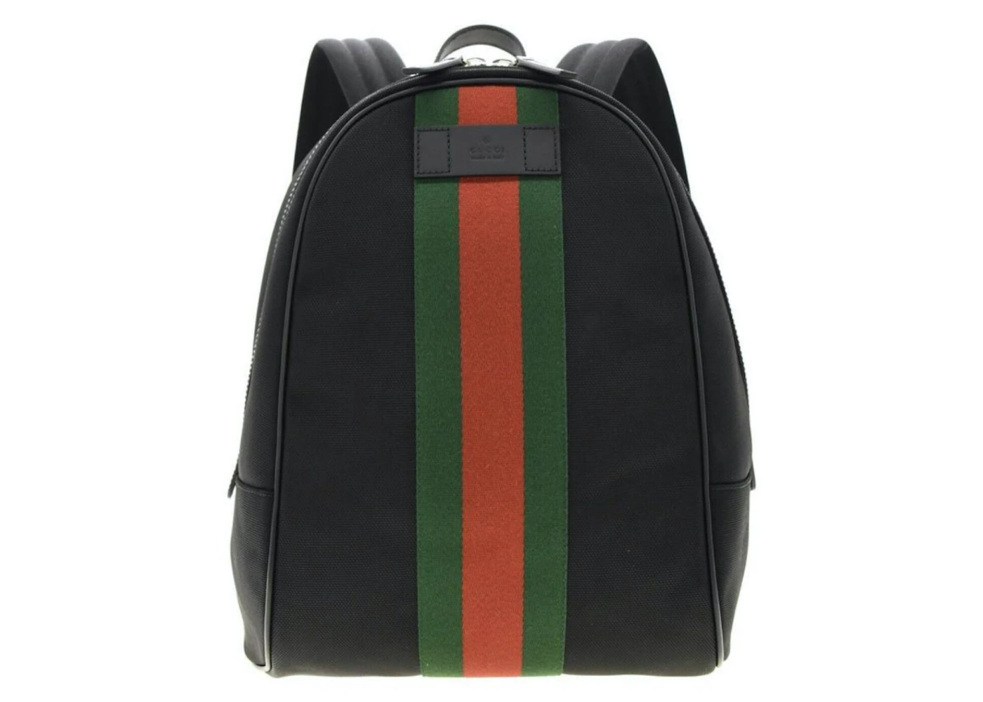 Gucci Black Web Stripe Canvas Backpack Black in Canvas with Silver