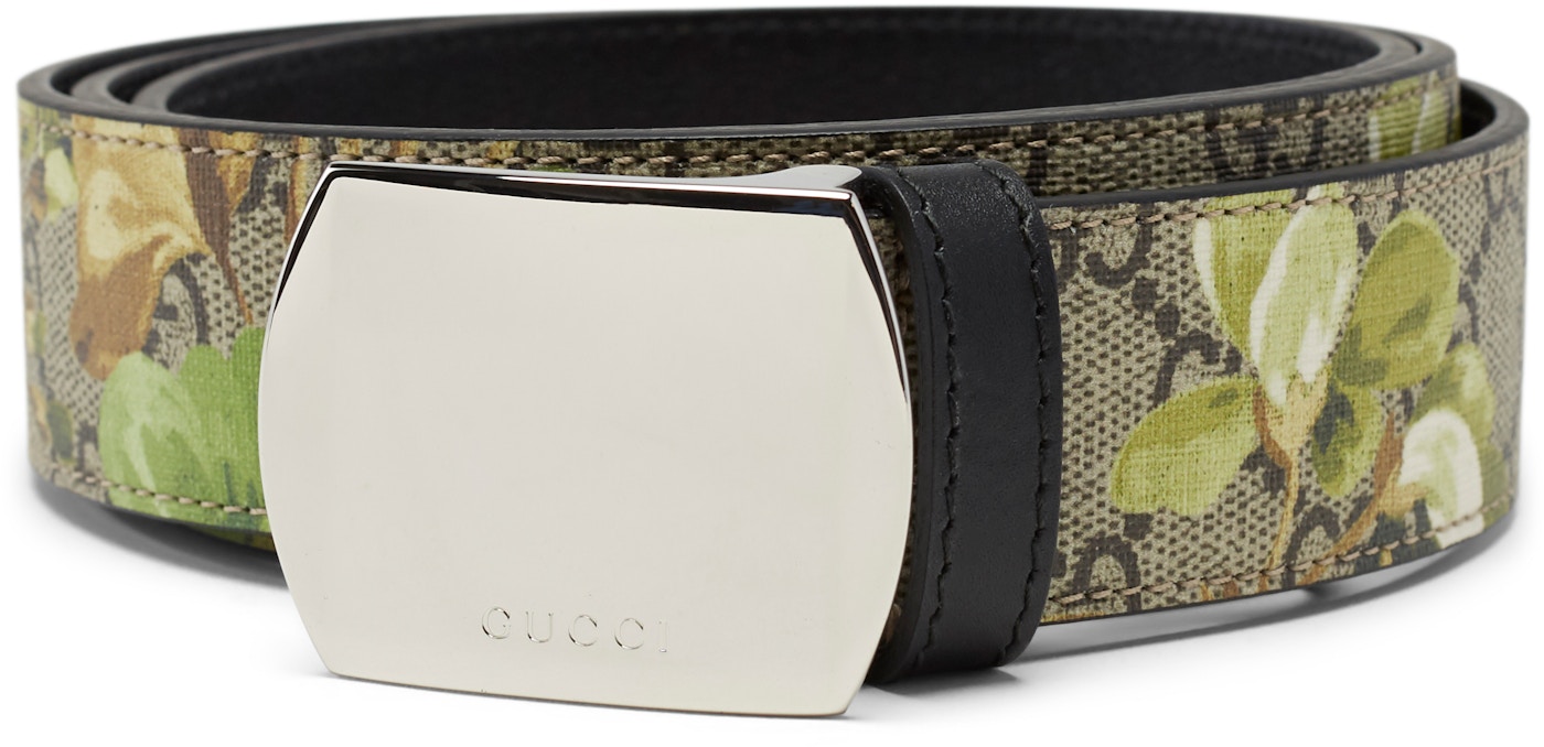 Bloom Belt Supreme Green Floral Beige/Ebony in Coated Canvas with Silver-tone