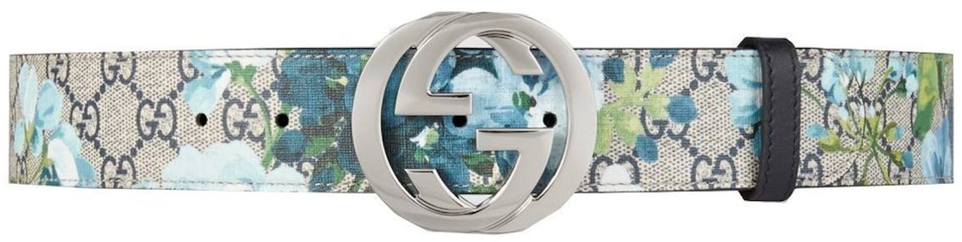 perforere shampoo bule Gucci Blooms Belt GG Supreme Monogram Beige/Blue in Leather with Silver-tone