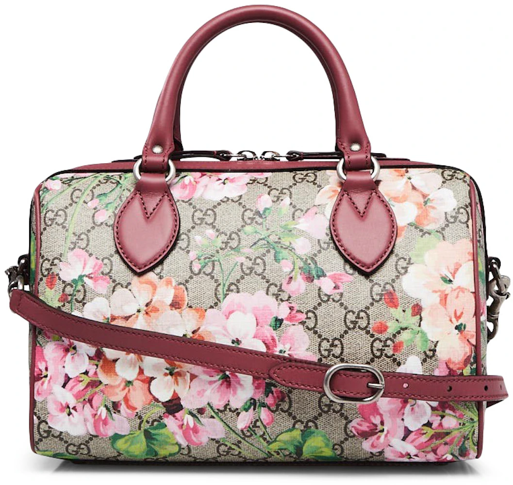 Gucci Boston Bag GG Supreme Blooms Small Brown/Pink - US