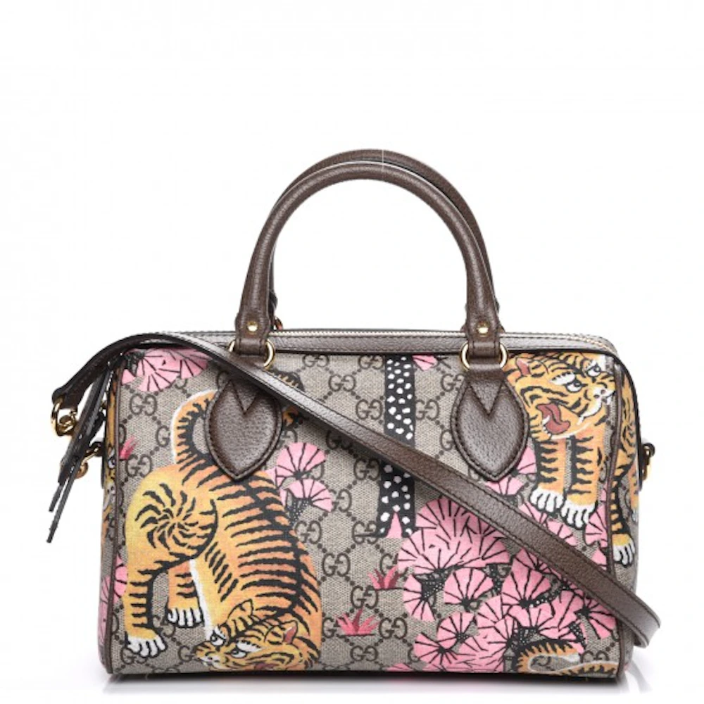 Gucci Boston Bag GG Supreme Blooms Small Brown/Pink - GB